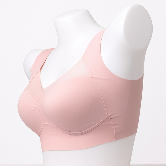 Blush Nude Full-Coverage Wire-Free Bra with Mesh Neckline