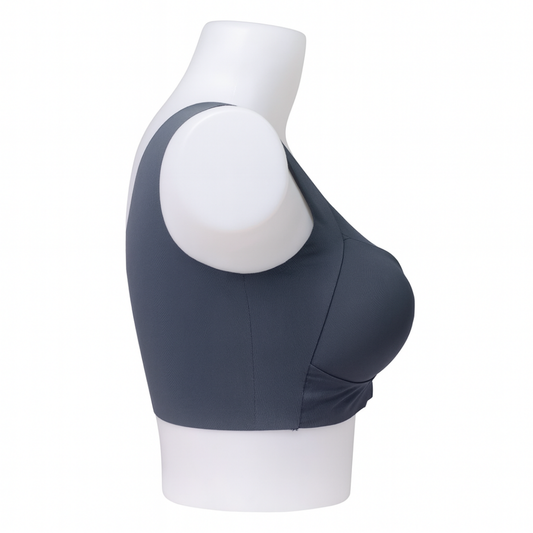 Dark Grey Full Coverage Wire-Free Bra with Mesh Design