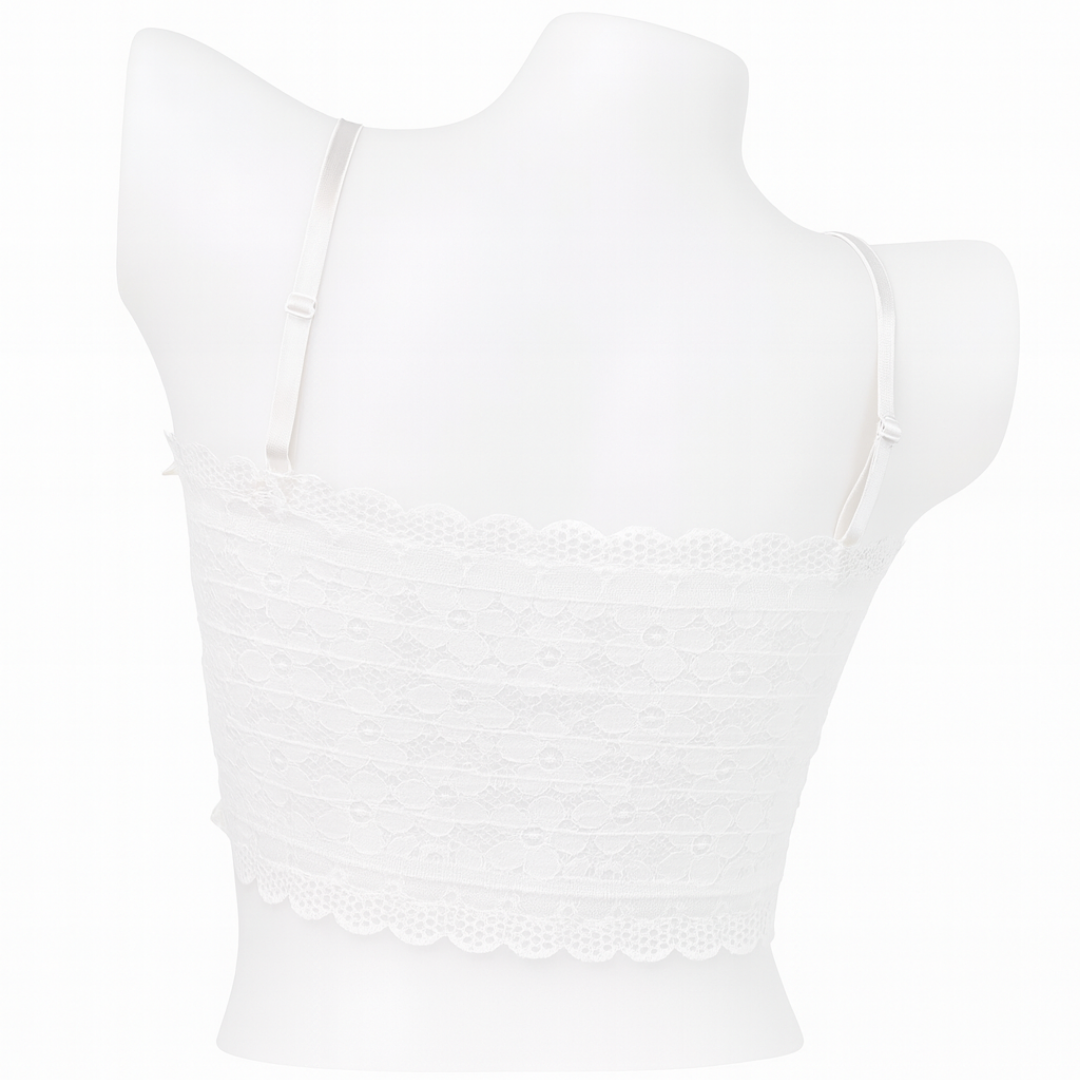 Ivory Floral Pink Embroidery Lace Camisole