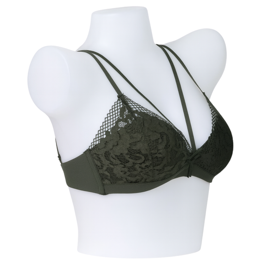 Olive Lace Double-Strap Non-Wired, Adjustable Bra