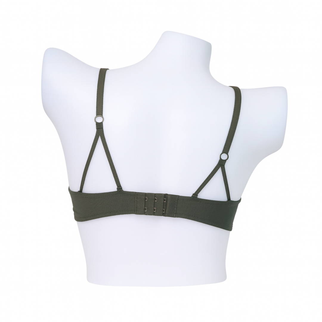 Olive Lace Double-Strap Non-Wired, Adjustable Bra