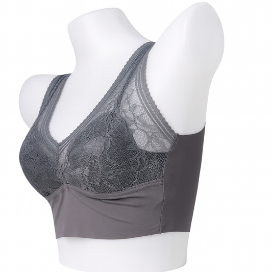 Charcoal Lace Wide-Strap Bra