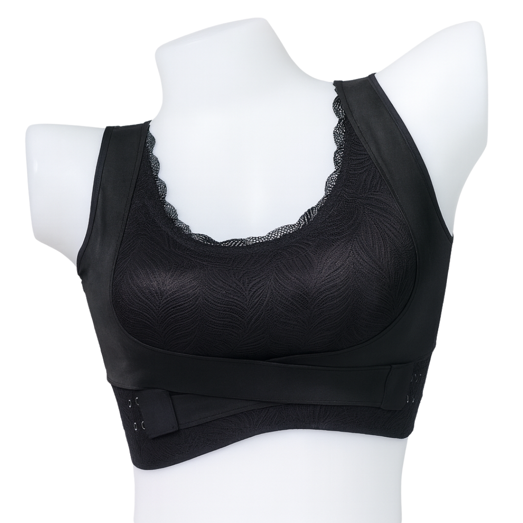 Black Racerback Side-Hook Lace Bralette