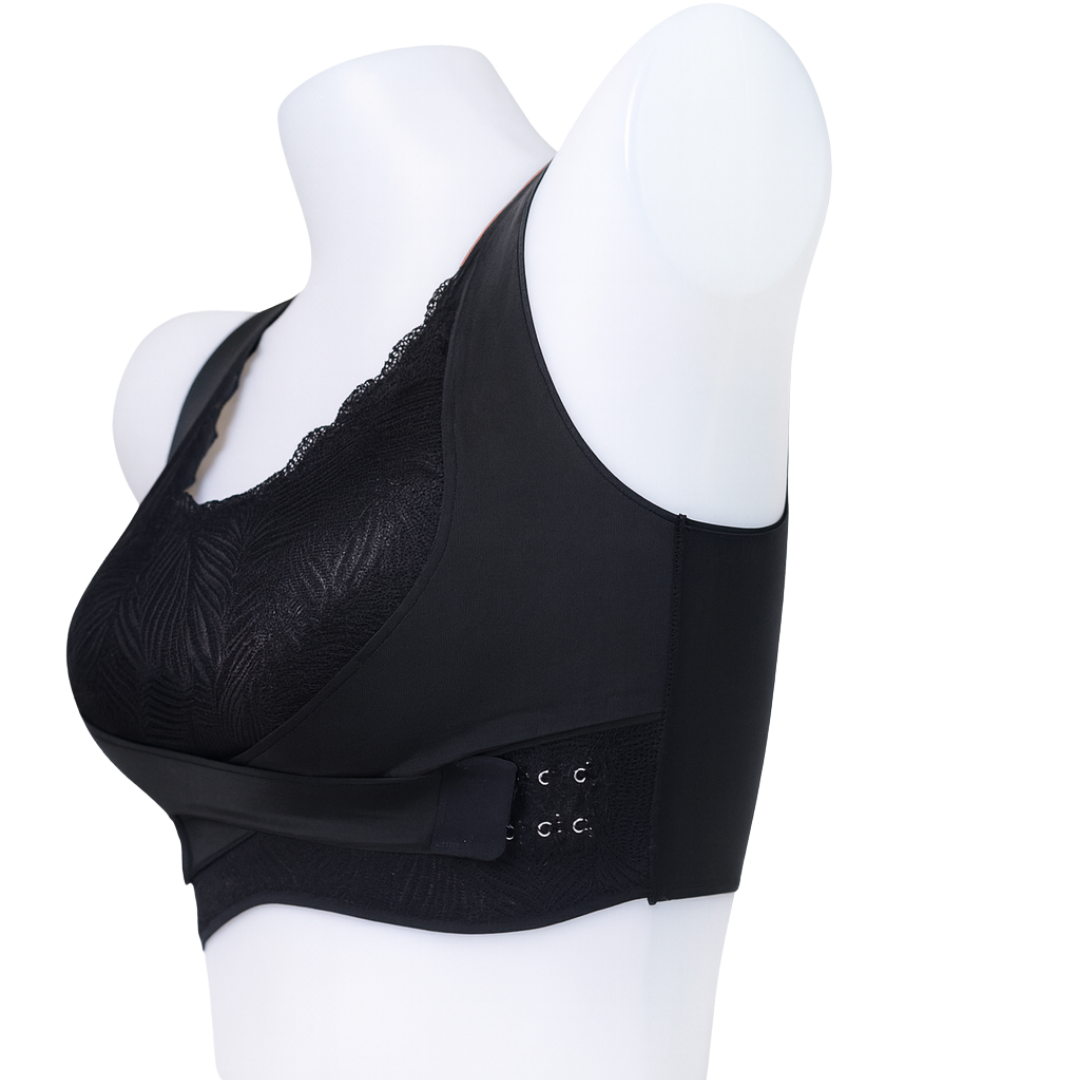 Black Racerback Side-Hook Lace Bralette