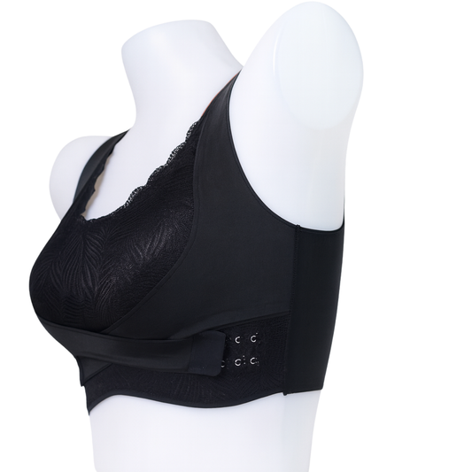 Black Racerback Side-Hook Lace Bralette