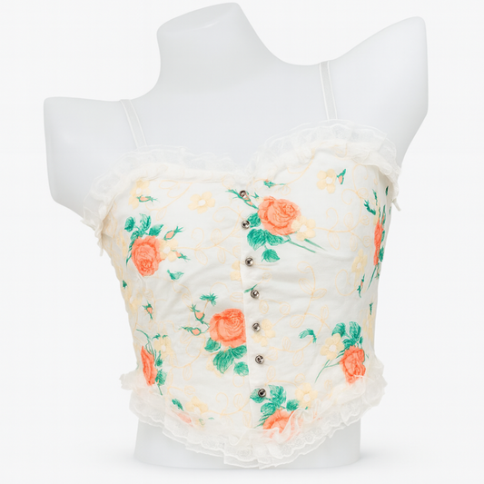 Ivory Floral Orange Embroidery Lace Camisole