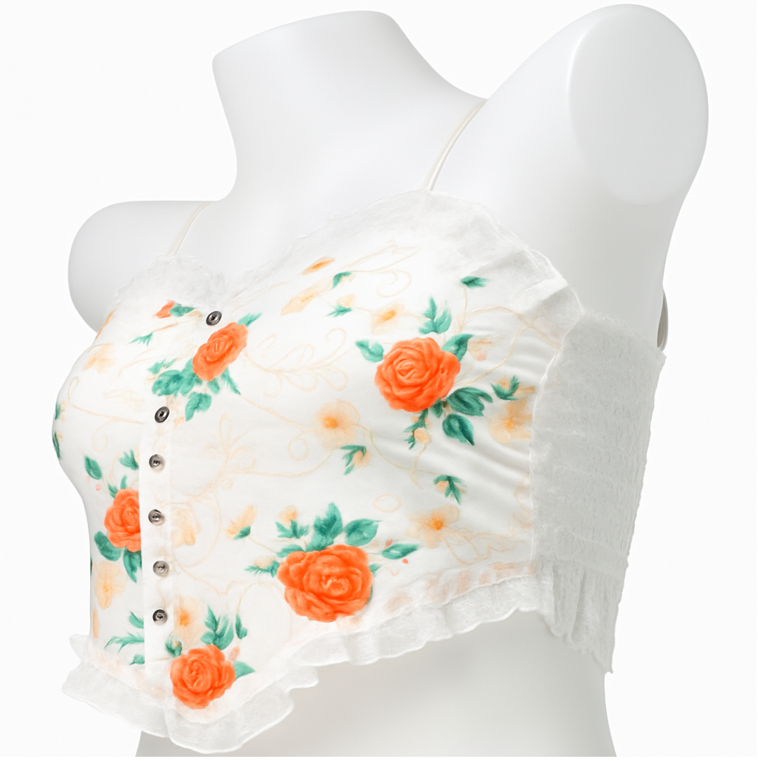 Ivory Floral Orange Embroidery Lace Camisole