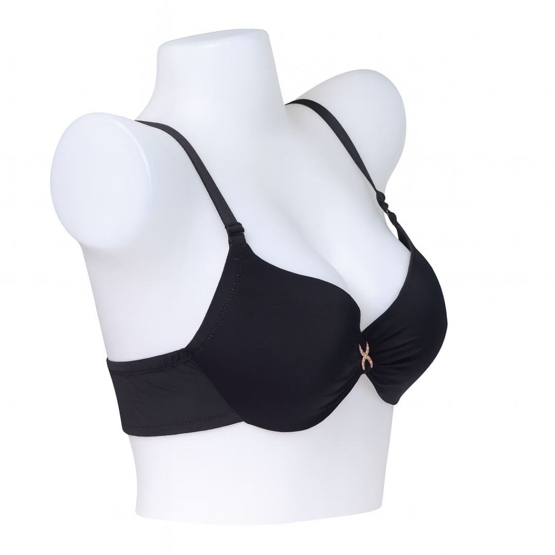 Black Plunge Padded T-Shirt Bra