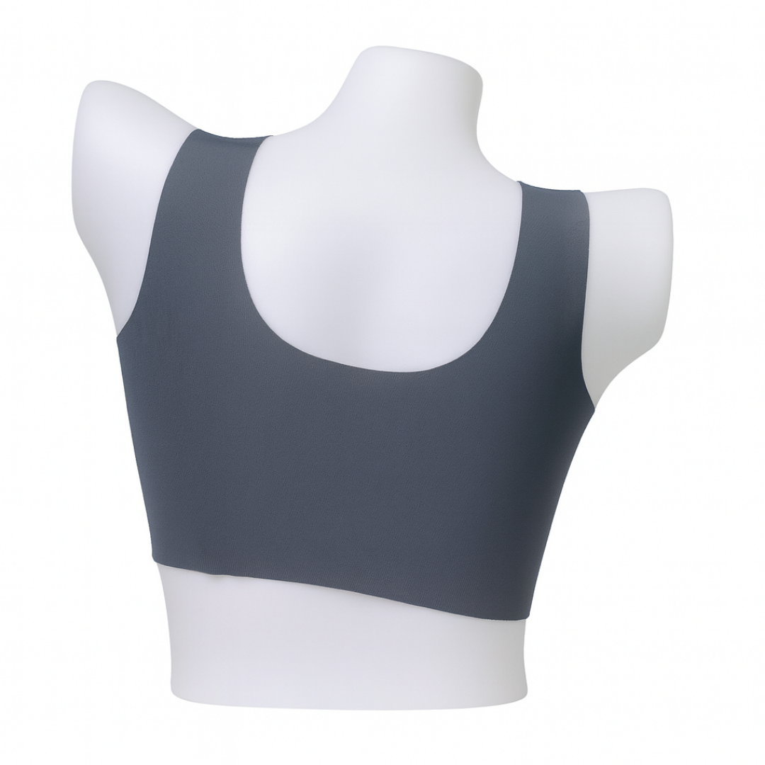 Dark Grey Full Coverage Wire-Free Bra with Mesh Design