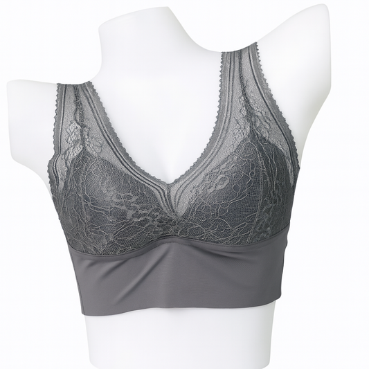 Charcoal Lace Wide-Strap Bra